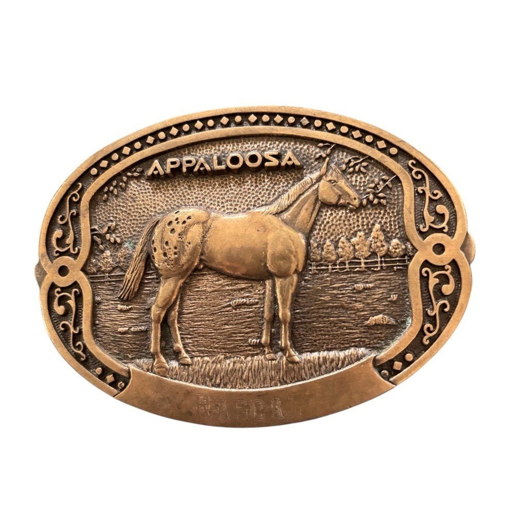Tony Lama Horse Breeder Series Solid Brass Appaloosa Belt Buckle Rodeo Cowboy